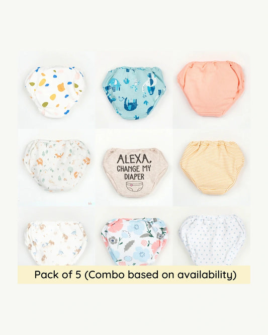 BeeLittle Muticolor Briefs-Printed-Organic Cotton-Pack of 5-For Infants