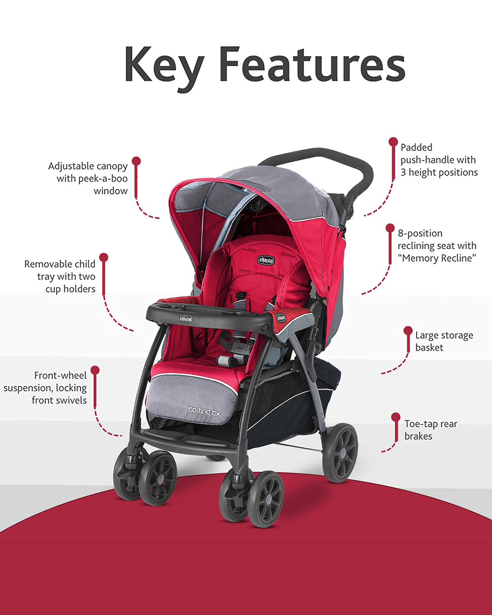 Chicco Cortina CX Baby Stroller-8 Positions Reclining Seat-3