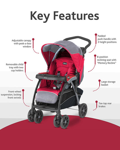 chicco cortina cx stroller india Chicco Cortina CX Baby Stroller-8 Positions Reclining Seat-3 Positions Adjustable Parent Handle Bar-One Hand Fold-With Parent & Child Tray-6 Months Warranty-Pram for 0 to 4Y (Upto 22 Kg)-Red-Extra 5% Off – duckduckbaby