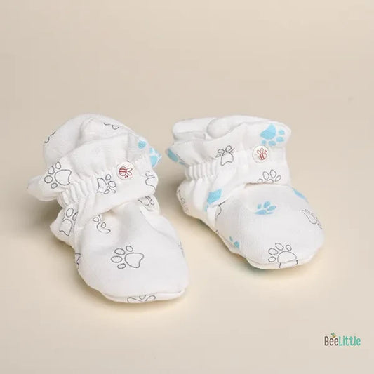 BeeLittle White Booties-Paws-Organic Cotton-For Infants