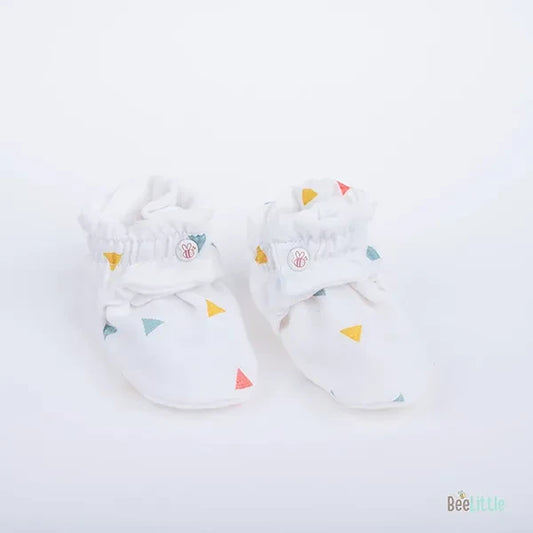 BeeLittle White Booties-Mad Angles-Organic Cotton-For Infants