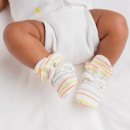 BeeLittle White Booties-Striped-Organic Cotton-For Infants