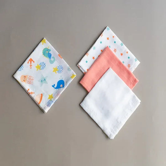 BeeLittle Muslin Baby Wipe-Multicolor-Pack of 4-For Infants