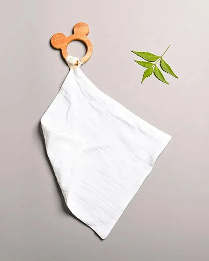 Mickey Teether BeeLittle 2 Pack Mickey Teether with Drool Cloth Set-Organic Neem Wood ...