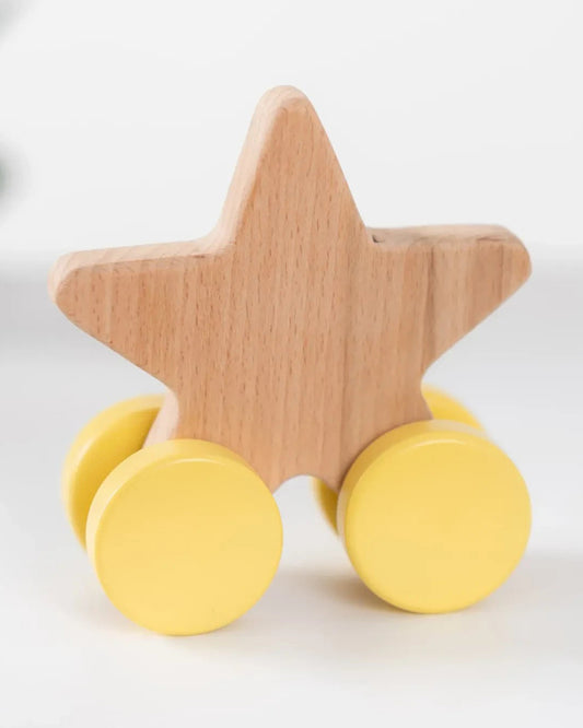 BeeLittle Star Wooden Push & Pull Toy-Improves Hand Eye Coordination-For Infants