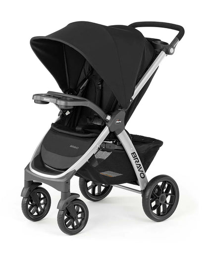 Chicco Bravo Quick Fold Baby Stroller-3 Positions Adjustable Parent Handle Bar-One Hand Fold-With Parent & Child Tray-6 Months Warranty-Pram for 0 to 4Y (Upto 22 Kg)-Black