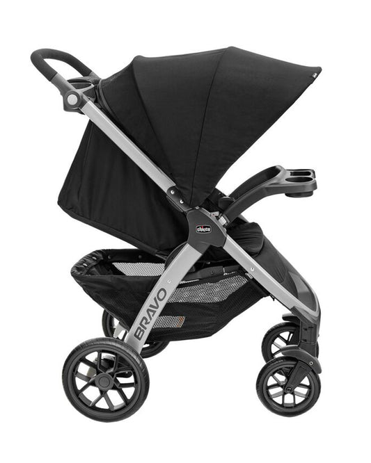 Chicco Bravo Quick Fold Baby Stroller-3 Positions Adjustable Parent Handle Bar-One Hand Fold-With Parent & Child Tray-6 Months Warranty-Pram for 0 to 4Y (Upto 22 Kg)-Black