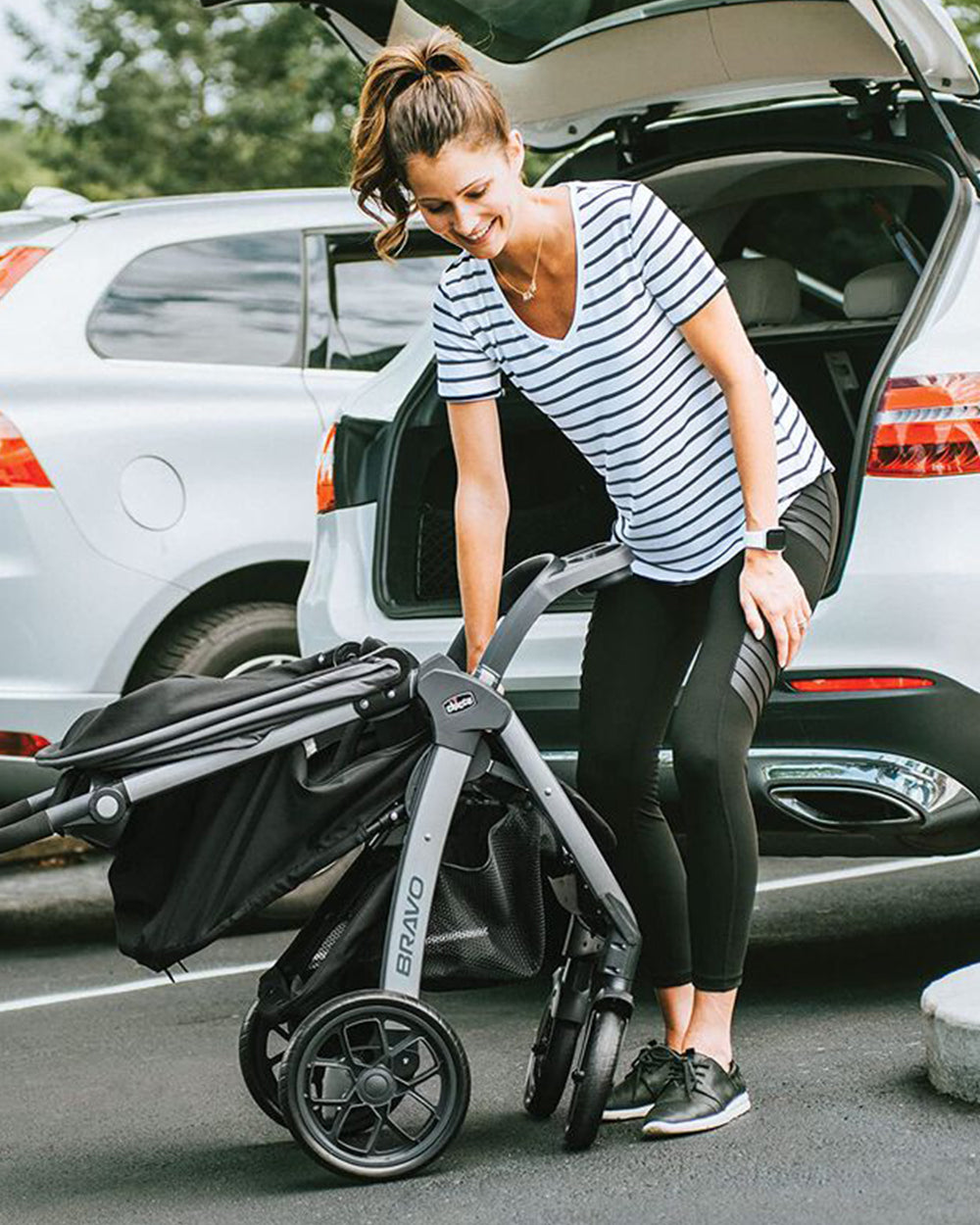 chicco bravo stroller india Chicco Bravo Quick Fold Baby Stroller-3 Positions Adjustable Parent Handle Bar-One Hand Fold-With Parent & Child Tray-6 Months Warranty-Pram for 0 to 4Y (Upto 22 Kg)-Black-Extra 5% Off – duckduckbaby