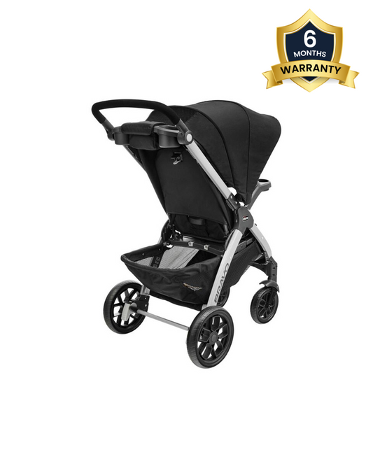 Chicco Bravo Quick Fold Baby Stroller-3 Positions Adjustable Parent Handle Bar-One Hand Fold-With Parent & Child Tray-6 Months Warranty-Pram for 0 to 4Y (Upto 22 Kg)-Black