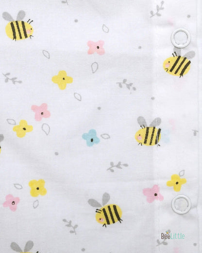 BeeLittle White Jhabla-Busy Bee-Organic Cotton-Pack of 2-For Infants