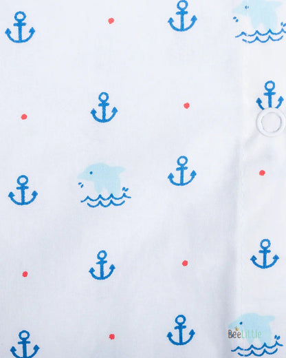 BeeLittle White Jhabla-Dolphin Spot-Organic Cotton-Pack of 2-For Infants