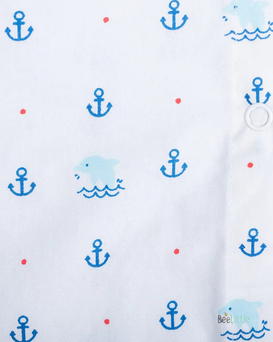 BeeLittle White Jhabla-Dolphin Spot-Organic Cotton-Pack of 2-For Infants