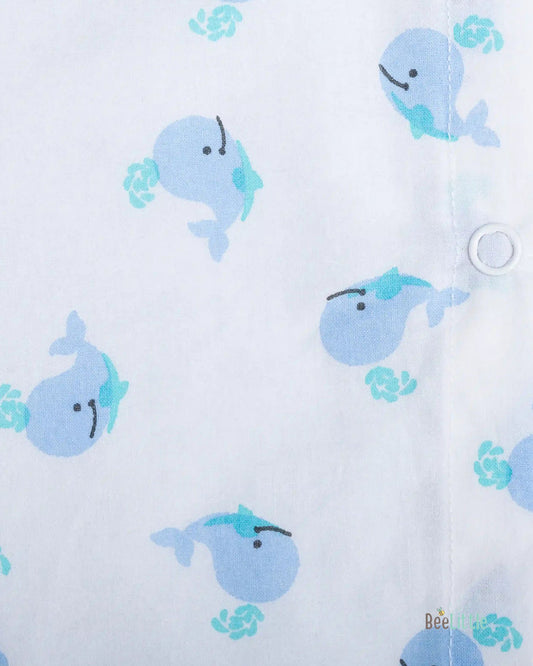 BeeLittle White Jhabla-Dolphin Spot-Organic Cotton-Pack of 2-For Infants