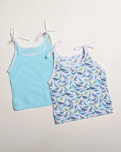 BeeLittle Blue Knot Vest-Dino-Organic Cotton-Pack of 2-For Infants