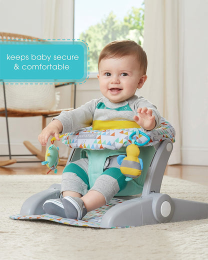 Summer Infant Learn-To-Sit 2 Position Floor Booster Seat-3 Point Safety Harness-4 to 12M-Grey