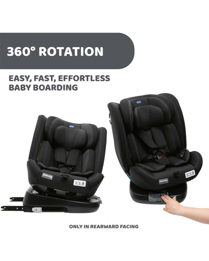 Chicco Unico Evo I-Size-Baby Car Seat-Convertible (Front & Rear Facing)-360 Degree Rotation System-For 0 to 12Y-Black