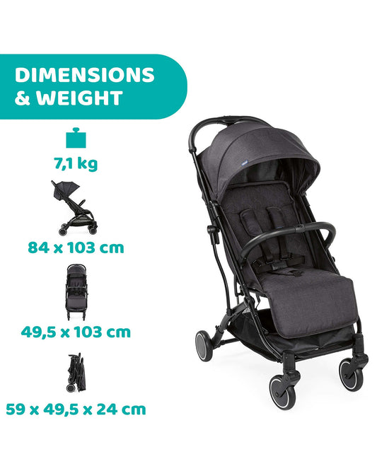 Chicco TrolleyMe Lightweight Baby Stroller-Travel Friendly-One Hand Fold-Pram for 0M+ (Upto 15 Kg)-Stone Black