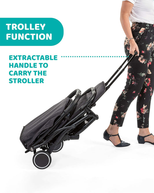 Chicco TrolleyMe Lightweight Baby Stroller-Travel Friendly-One Hand Fold-Pram for 0M+ (Upto 15 Kg)-Stone Black