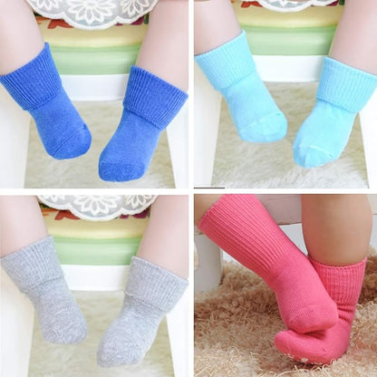 Youstylo Grey, Blue & Pink Socks-Printed-Cotton-Pack of 4-For Infants