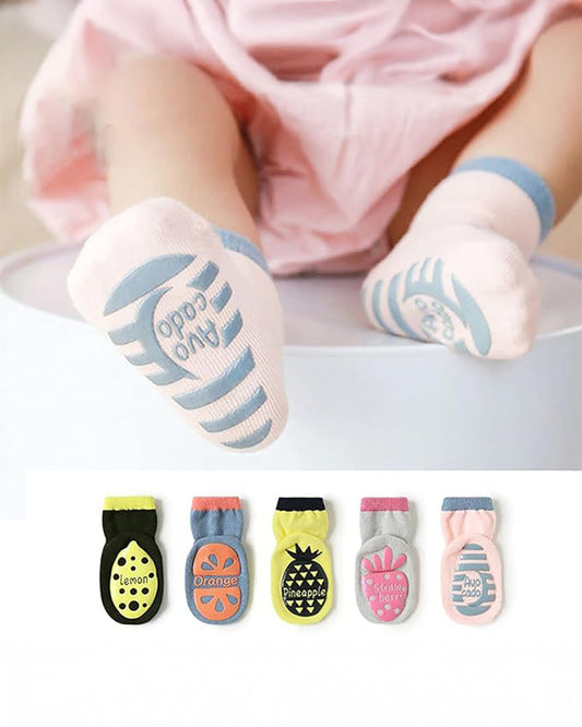 Youstylo Multicolored Socks-Fruits Printed-Cotton-Pack of 5-For Infants