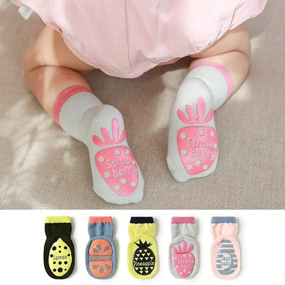 Youstylo Multicolored Socks-Fruits Printed-Cotton-Pack of 5-For Infants