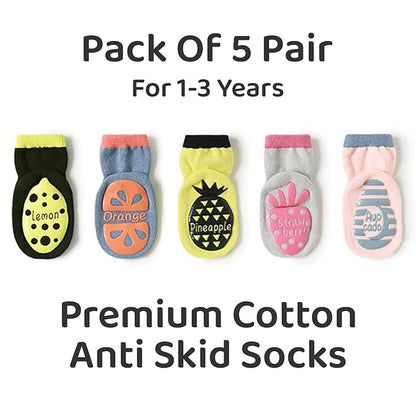 Youstylo Multicolored Socks-Fruits Printed-Cotton-Pack of 5-For Infants