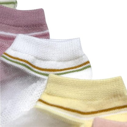 Youstylo Pink, Yellow & White Socks-Printed-Cotton-Pack of 5-For Infants