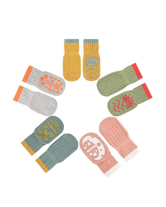 Youstylo Multicolored Socks-Nature Printed-Cotton-Pack of 5-For Infants