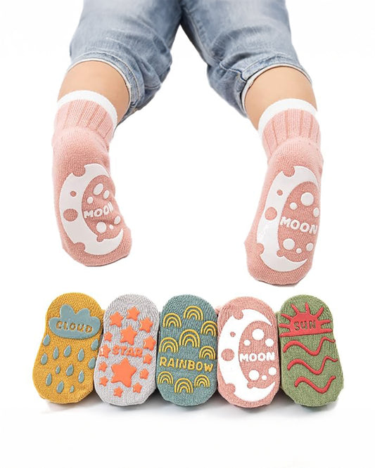Youstylo Multicolored Socks-Nature Printed-Cotton-Pack of 5-For Infants