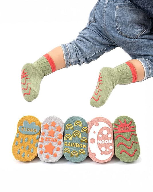 Youstylo Multicolored Socks-Nature Printed-Cotton-Pack of 5-For Infants