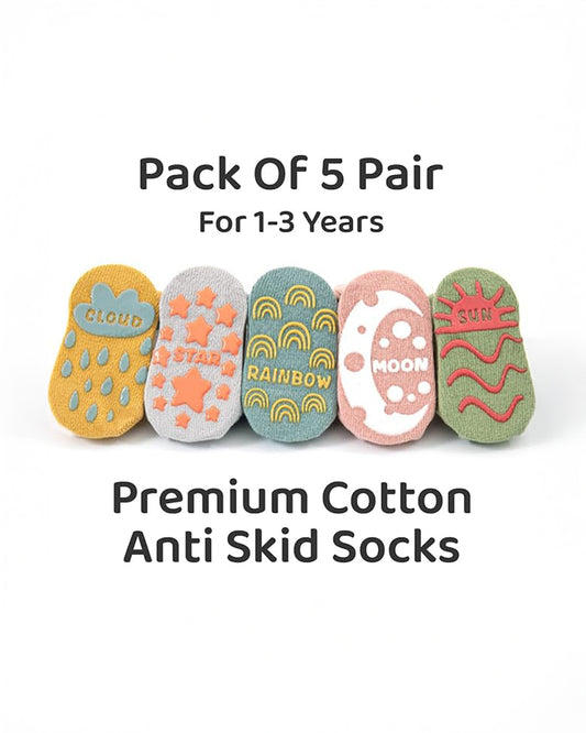 Youstylo Multicolored Socks-Nature Printed-Cotton-Pack of 5-For Infants