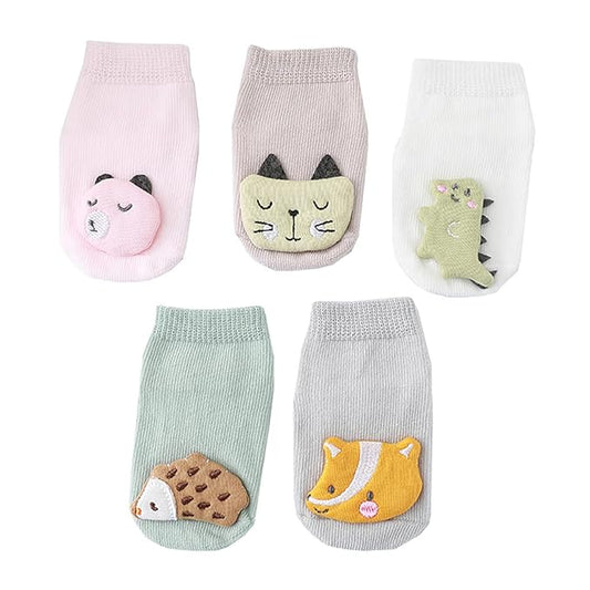 Youstylo Multicolored Socks-3D Cartoon Print-Cotton-Pack of 5-For Infants