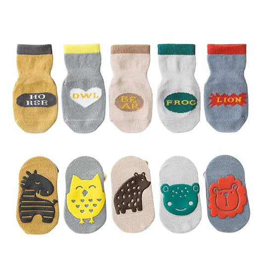 Youstylo Multicolored Socks-Animal Print-Cotton-Pack of 5-For Infants