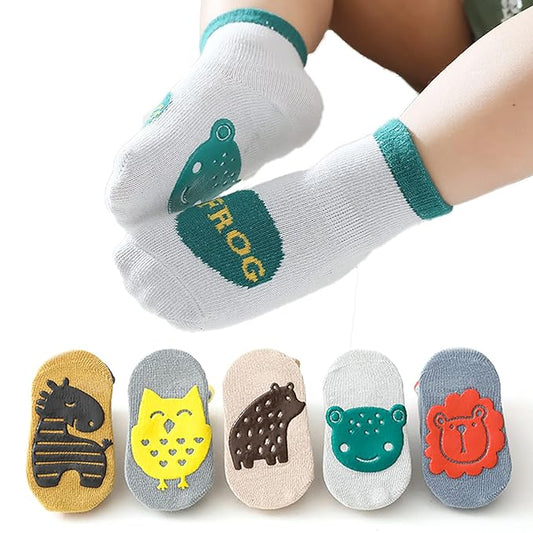 Youstylo Multicolored Socks-Animal Print-Cotton-Pack of 5-For Infants