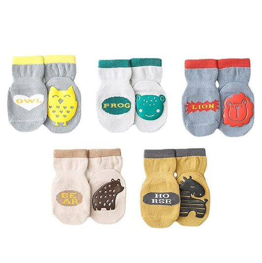 Youstylo Multicolored Socks-Animal Print-Cotton-Pack of 5-For Infants