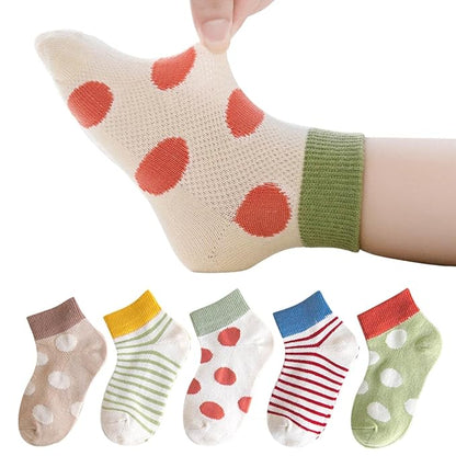 Youstylo Multicolored Socks-Dots & Striped-Cotton-Pack of 5-For Infants