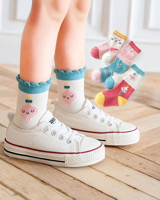 Youstylo Multicolored Socks-Multi Pattern-Cotton-Pack of 5-For Infants