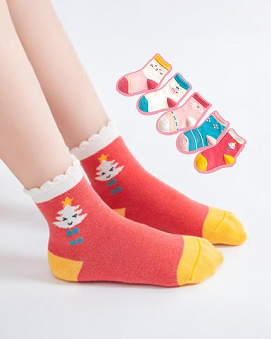 Youstylo Multicolored Socks-Multi Pattern-Cotton-Pack of 5-For Infants