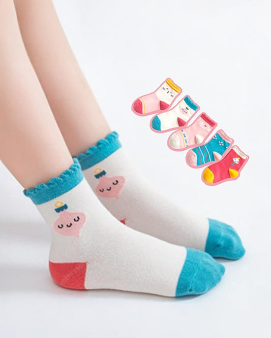 Youstylo Multicolored Socks-Multi Pattern-Cotton-Pack of 5-For Infants