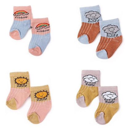 Youstylo Multicolored Socks-Clouds & Sun Printed-Cotton-Pack of 7-For Infants