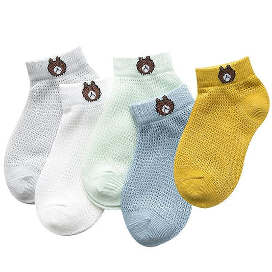 Youstylo Multicolored Socks-Teddy Printed-Cotton-Pack of 5-For Infants