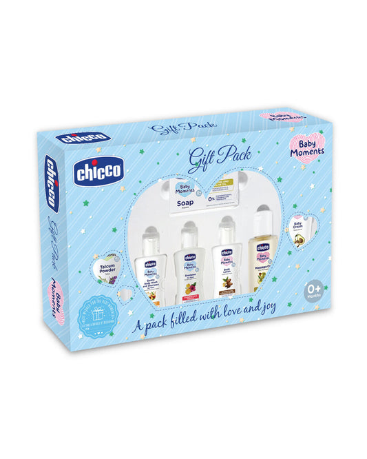 Chicco Baby Caring Blue New Born Gift Set-Pack Of 7-Gift For Baby