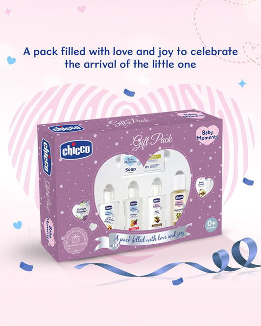 Chicco Baby Caring Purple New Born Gift Set-Pack Of 7-Gift For Baby Shower & Baby Birthday