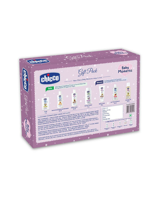 Chicco Baby Caring Purple New Born Gift Set-Pack Of 7-Gift For Baby Shower & Baby Birthday