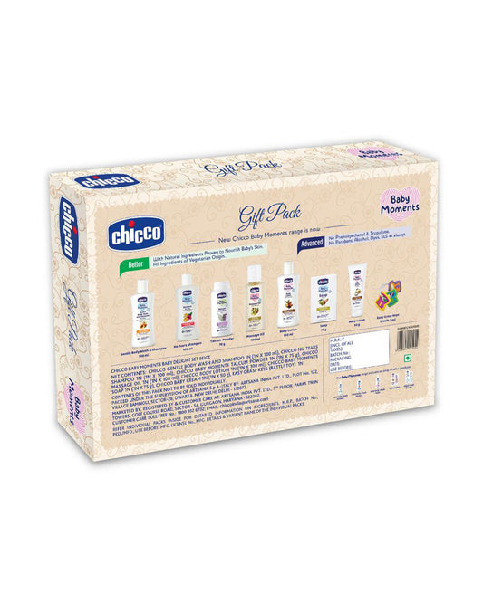Chicco Baby Delight Beige New Born Gift Set-Pack Of 8-Gift For Baby Shower & Baby Birthday