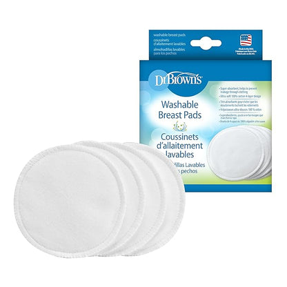 Dr. Brown's 100% Cotton Washable Breast Pads-4 Layer Design-Pack of 4