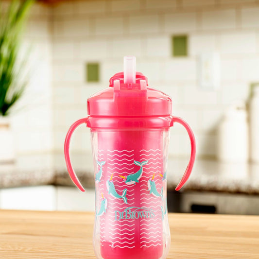 Dr. Brown's Insulated Straw Cup-Twin Handle-Pink-300 ml