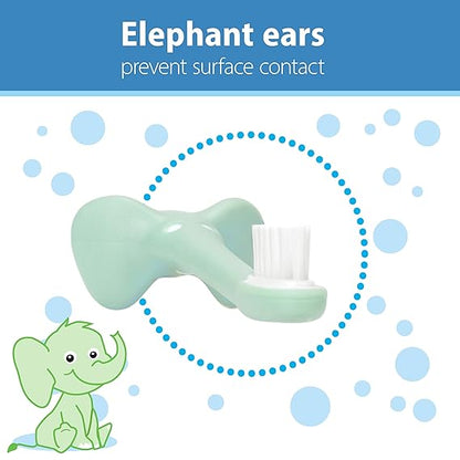 Dr. Brown's Infant-To-Toddler Training Baby Toothbrush-0 to 3 Yr-Mint Elephant