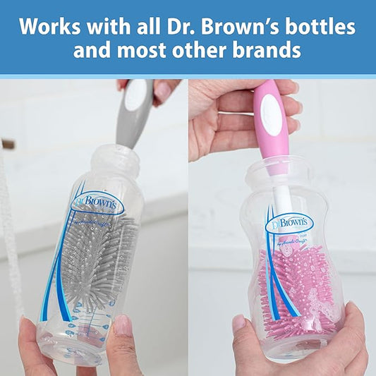 Dr. Brown's Soft Touch Bottle & Nipple Cleaning Brush-Anti Slip Handle-Blue