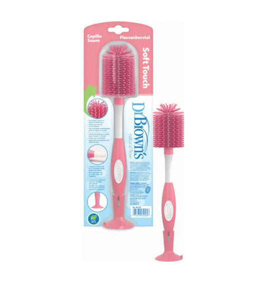 Dr. Brown's Soft Touch Bottle & Nipple Cleaning Brush-Anti Slip Handle-Pink
